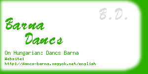 barna dancs business card